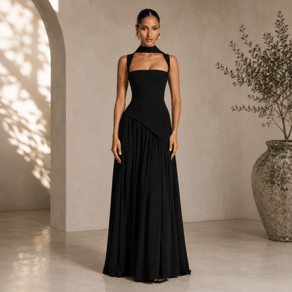 Cutout Halter Split Maxi Dress