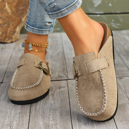 Retro Buckle Mule Flats