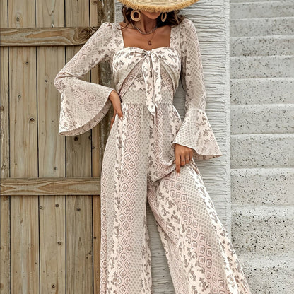 Bohemian Printed Vacation Jumpsuits