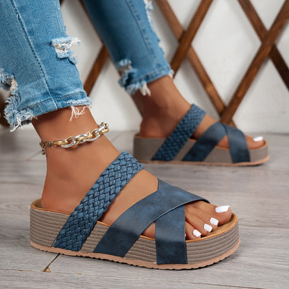 Woven Platform Slide Sandals