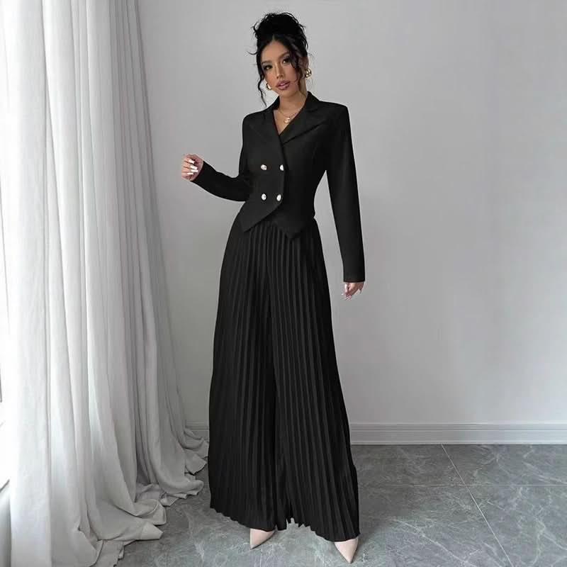 Pleated Wide Leg Pants Set
