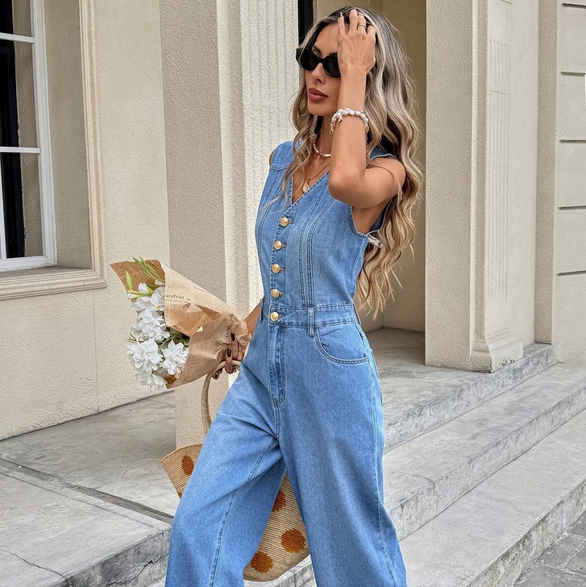 Vintage Denim Overall Jumpsuits