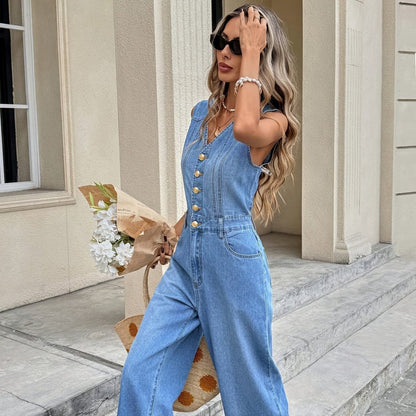 Vintage Denim Overall Jumpsuits