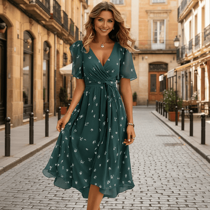 Vestido midi envolvente favorecedor