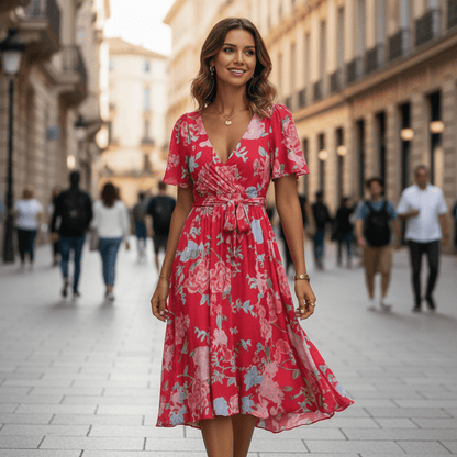 Vestido midi envolvente favorecedor