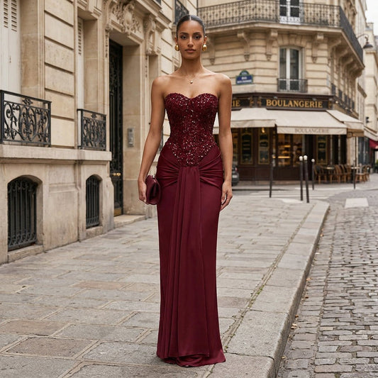 Beaded Corset Maxi Dress