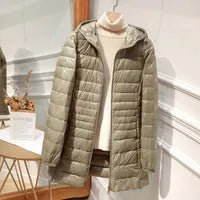 Quilted Hooded Longline Zip Puffer Coat