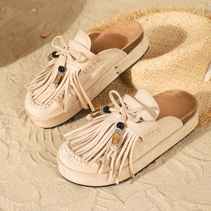 Fringe Bow Mule Slides