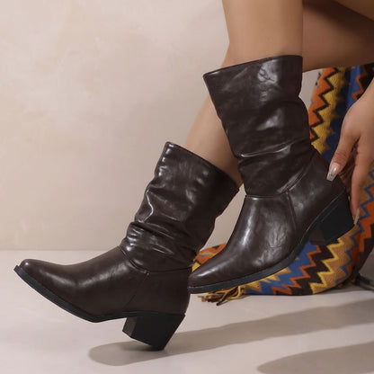 Slouch Ankle Boots With Block Heel