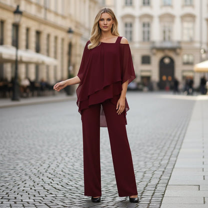 Conjunto de top amplio y pantalones rectos