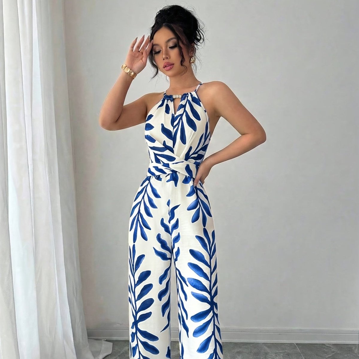 Halter Wide Leg Casual Jumpsuits