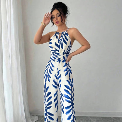 Halter Wide Leg Casual Jumpsuits