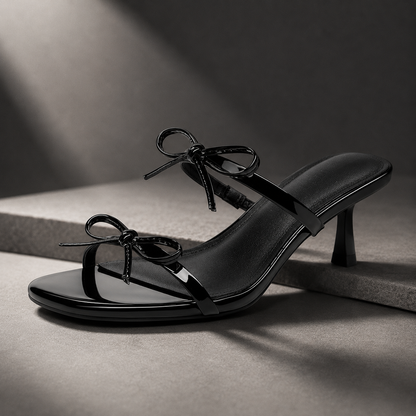 Bow Kitten Heel Slide Sandals