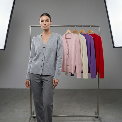 V-Neck Button Cardigan