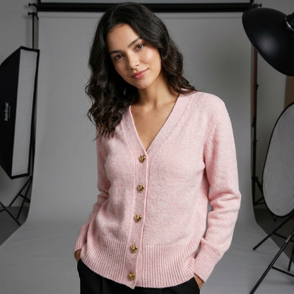 V-Neck Button Cardigan
