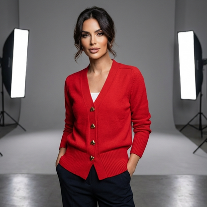 V-Neck Button Cardigan