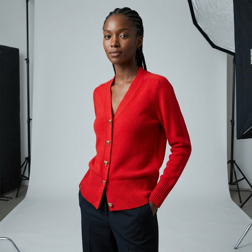 V-Neck Button Cardigan