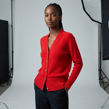 V-Neck Button Cardigan