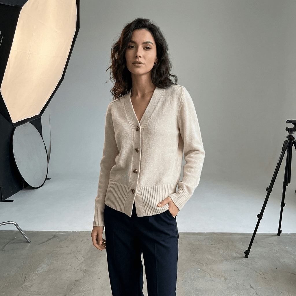 V-Neck Button Cardigan
