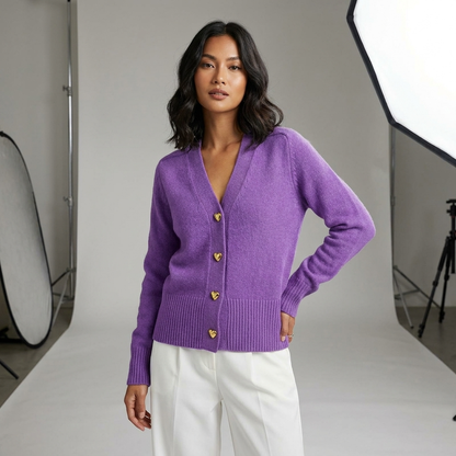 V-Neck Button Cardigan
