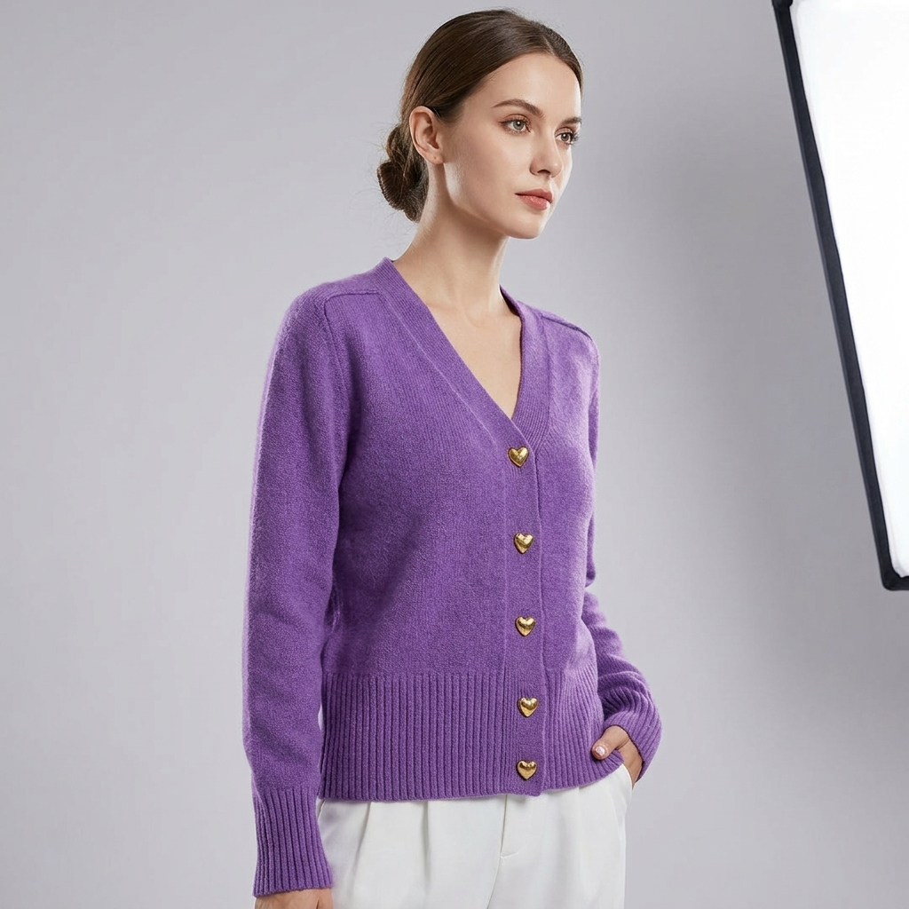 V-Neck Button Cardigan