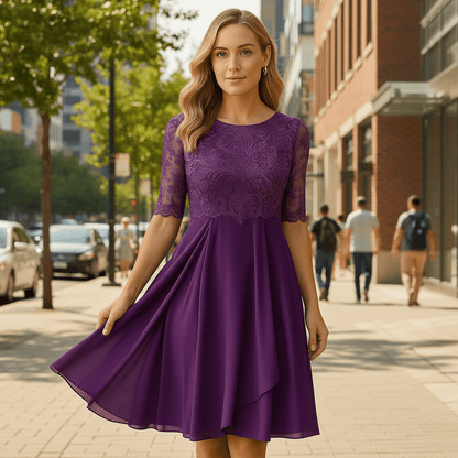 Half-Sleeve Evening Dress for Special Occasions