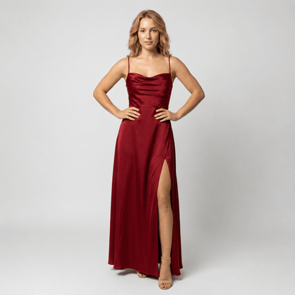 Cowl Neck Split Maxi Dress