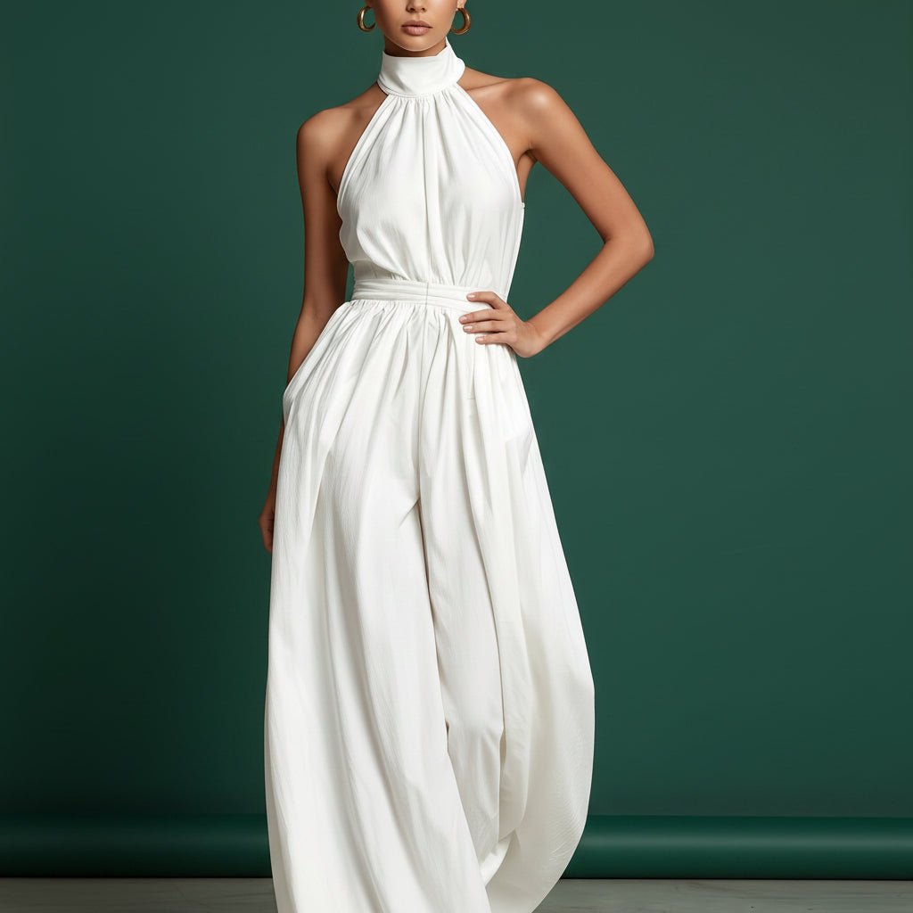 Backless Belted Tank Jumpsuits