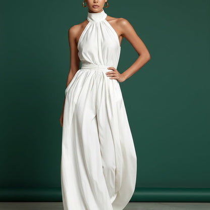 Backless Belted Tank Jumpsuits