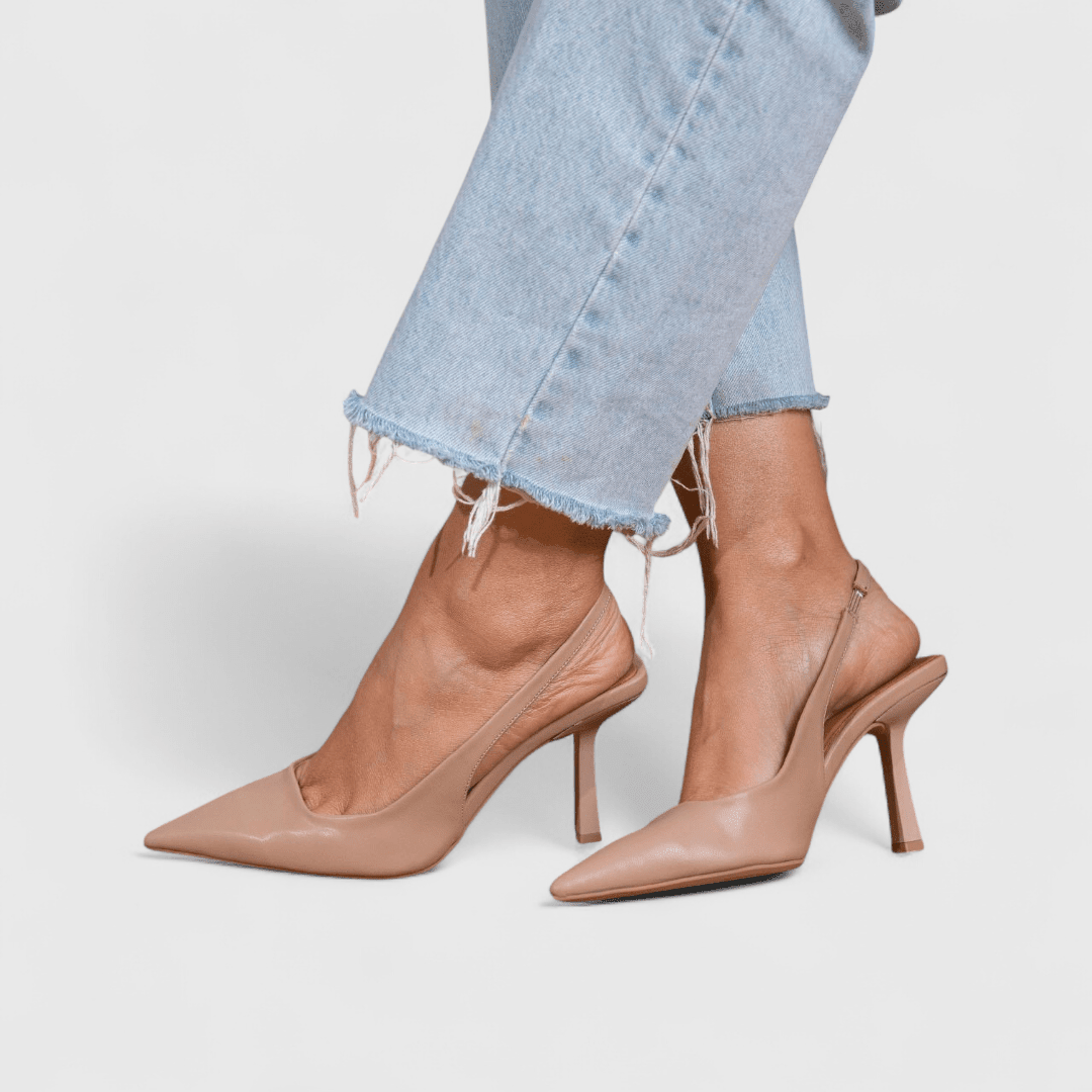 Pointed Toe Slingback Comfort Heels