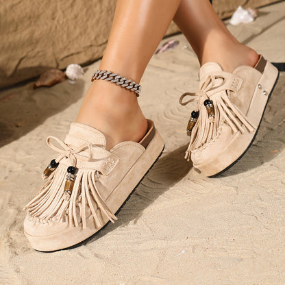 Fringe Bow Mule Slides