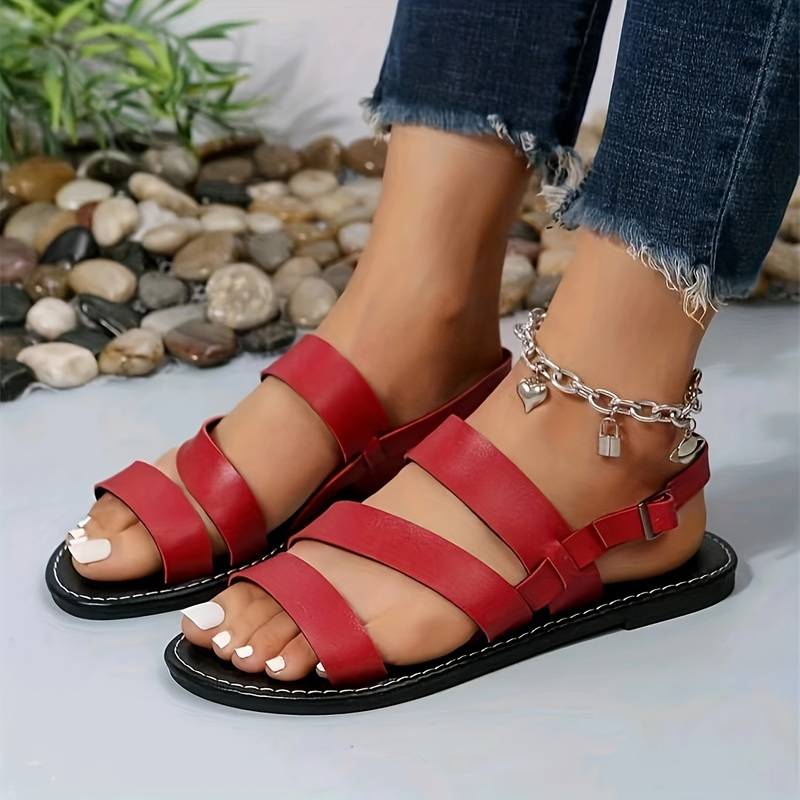 Three-Strap Flat Summer Sandals