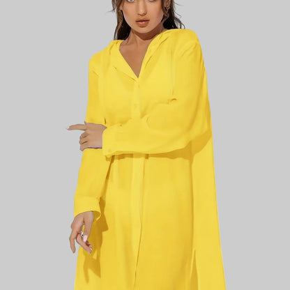 Hooded Button Beach Cover Up