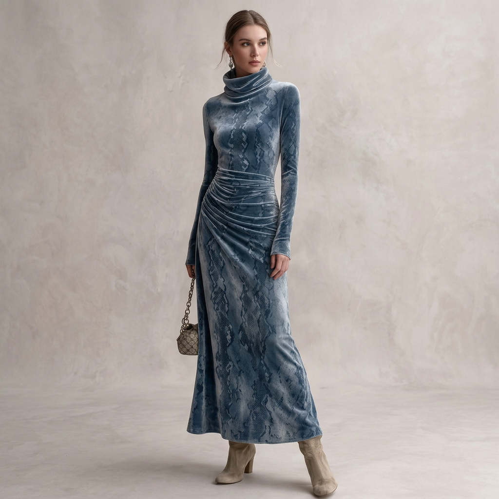 Maren | Women's Velvet Turtleneck Maxi Dress