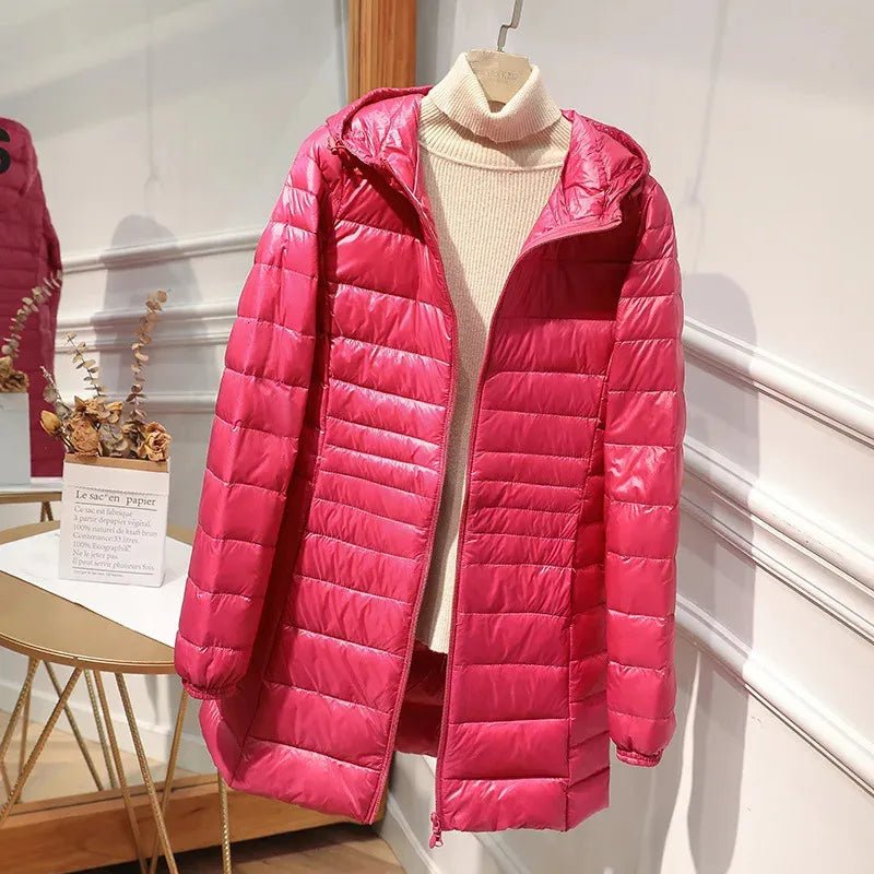 Quilted Hooded Longline Zip Puffer Coat