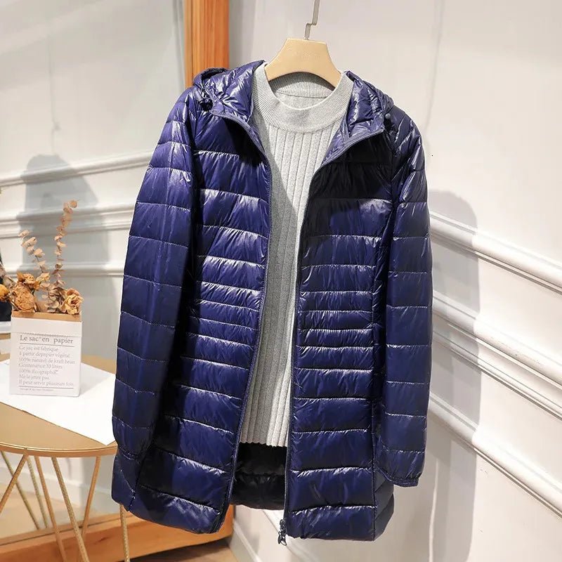 Quilted Hooded Longline Zip Puffer Coat