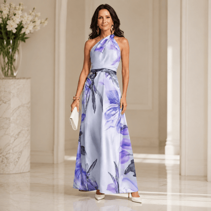 Floral Halter Neck Maxi Dress