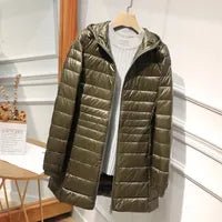 Quilted Hooded Longline Zip Puffer Coat