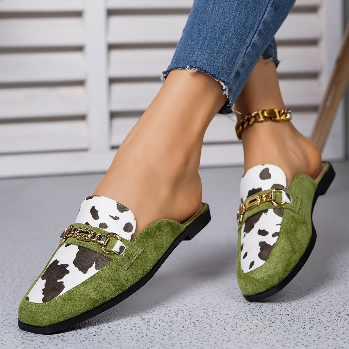 Square Toe Slip On Mule Loafers