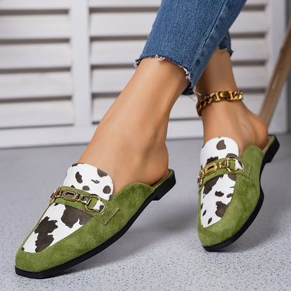 Square Toe Slip On Mule Loafers