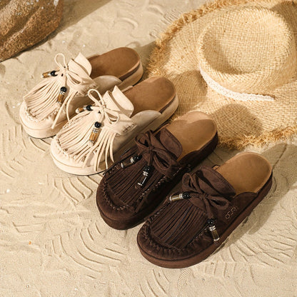 Fringe Bow Mule Slides
