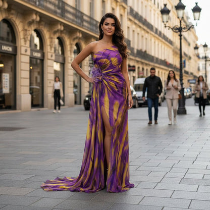 One Shoulder Maxi Dress with Split