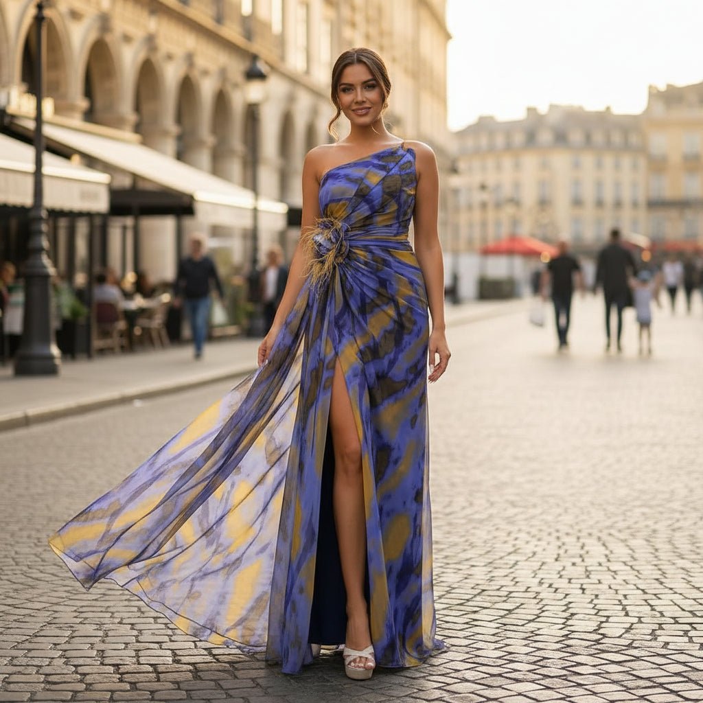 One Shoulder Maxi Dress with Split