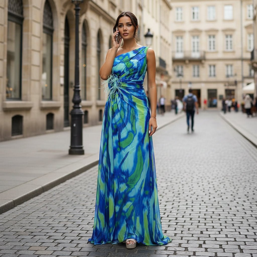 One Shoulder Maxi Dress with Split
