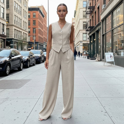 Vest and Wide Leg Trouser Co-ord Set