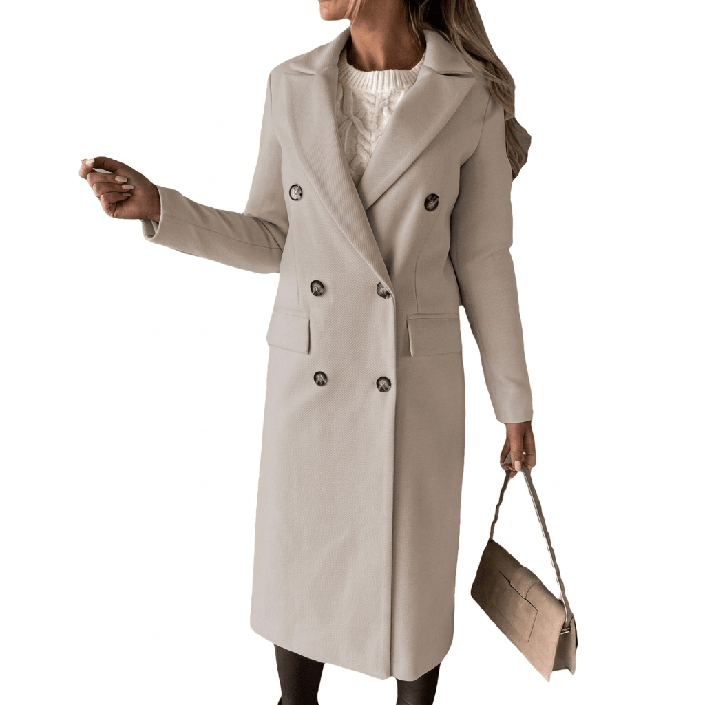 Gia cream coat, front view
