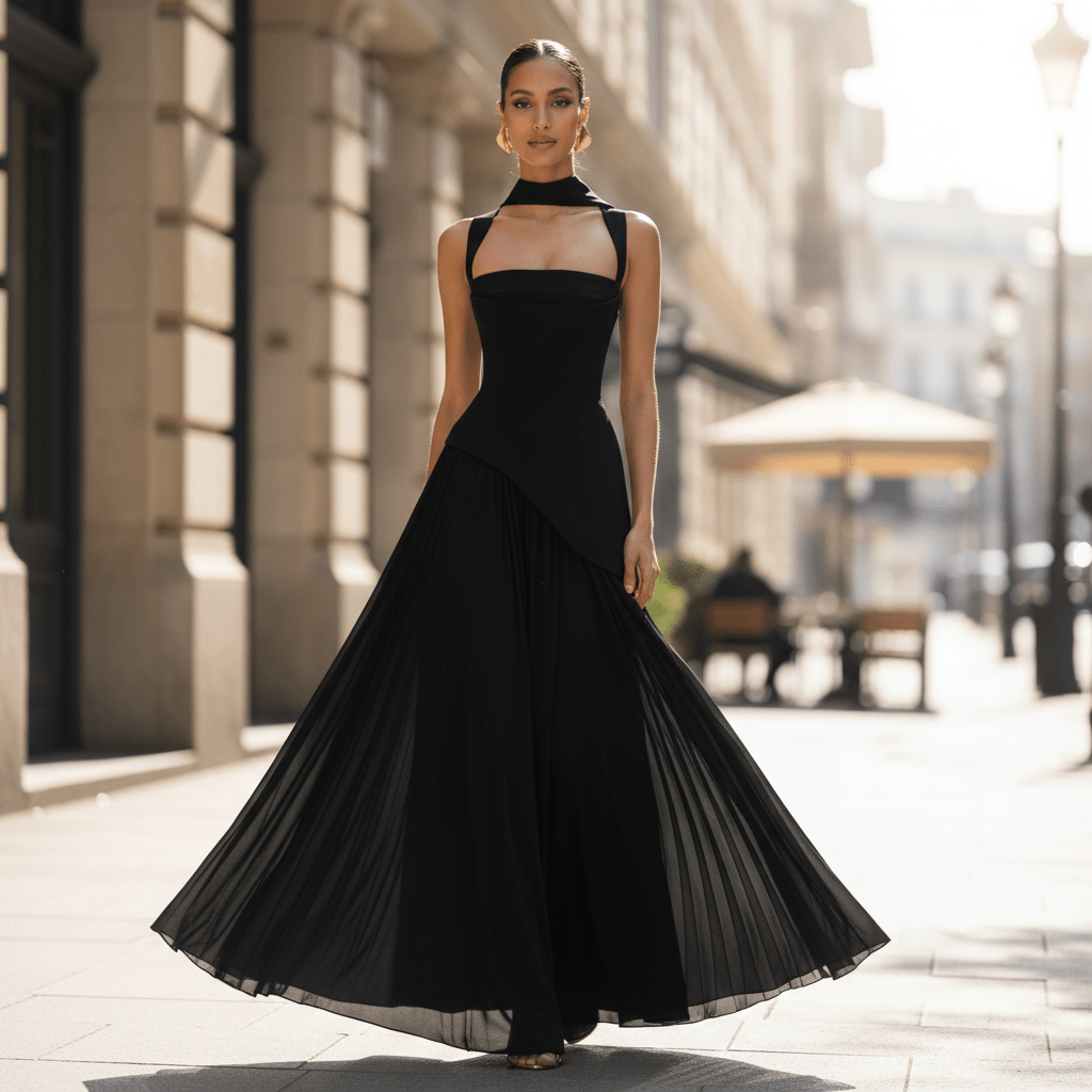 Statement Neck Maxi Dress