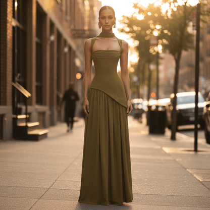 Statement Neck Maxi Dress