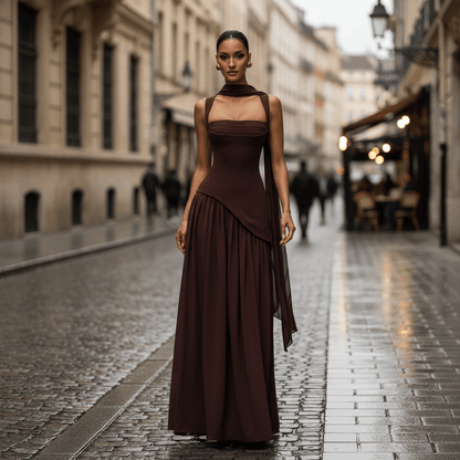 Statement Neck Maxi Dress