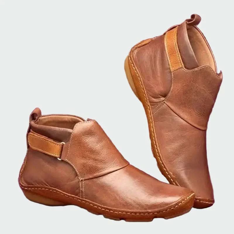 Greer | Women's Winter Leather Flat Ankle Boots